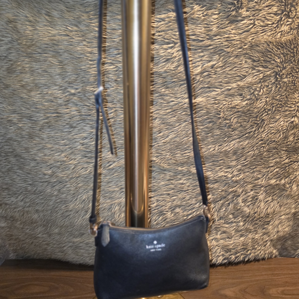 kate spade Black Leather Crossbody with Gold Hardware